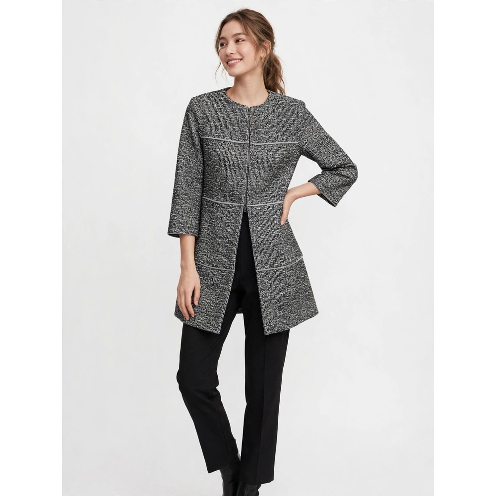 Cabi The Times Jacket XXS Tweed Hook Eye Closure Black White Career Classic